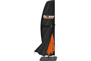 Enzeno Housse de Parasol déporté 4x3,Housse de Protection Parasol 3x3,Housse Parasol Déporté en Tissu Oxford 420D imperméable avec Tige avec Fermeture éclair- 3m à 4m-Noir(280 x 40/81/50 cm)