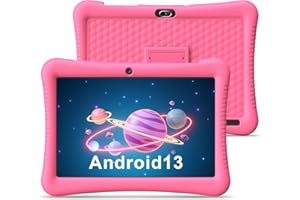 EagleSoar Kids Tablet 10 inch Android 13 Tablet for Kids Quad Core 3GB+32GB GMS Certified WiFi Tablet Dual Camera Kids APP Pre-Installed Parental Control Children Tablet with Kid-Proof Case (Pink)