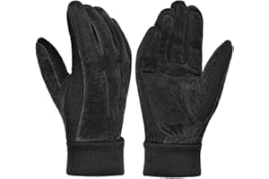 Harssidanzar Guanti invernali da uomo in caldo pile di lana foderato di camoscio SM045EU