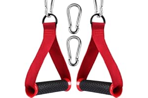 Leowsad Ultimate Resistance Bands Handle,Heavy Duty Gym Handles. Cable Handle Gym Equipment Consisting of Double D Metal Rings, High Density Webbing with 2 Big Carabiner Hooks