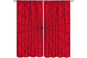 Yearn Jear Rideaux de fenêtre Rouges en Toile d'araignée de Super héros pour Enfants, Chambre de bébé, Chambre à Coucher, décoration de Bureau - 106,7 x 114,3 cm
