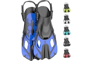 Khroom pinne corte adulti / bambini taglia 32-47 | pinne snorkel corte regolabili | pinne da nuoto pinne corte per snorkeling | pinne da immersione regolabili per nuoto / immersioni