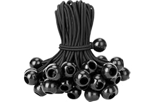 WOOBROO Tendeurs élastiques avec Boule,Tendeur bâche, Sandow Elastique, pour Bâches,Tentes de Camping,Auvents, Bannières,Pavillon,Rideaux Harnais D’Extension,Support de Bâche(15CM,50PCS)