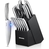 D.Perlla 16-Piece Kitchen Knife Set, Forged in German Stainless Steel X50Cr15, Professional Kitchen Knives Set, Wooden Knife