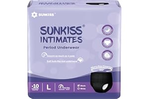 SUNKISS INTIMATES Jednorazowe spodnie dla kobiet z intensywnym przepływem, bezzapachowa bielizna poporodowa, czarne, duże, 10 sztuk