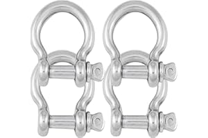 UNIVERSAL HARDWARE 6mm Bow Shackles Stainless Steel A4-Marine Grade (316) - for connecting Ropes, Anchors and Chains (Pack of 4)