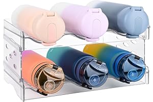 Apritsce Flaschenhalter Kühlschrank, Flaschen Organizer, Flaschenregal, Weinregal Stapelbar für 6 Flaschen, Kunststoff Wasserflaschenhalter für Küchen Arbeitsplatte Schrank Büro