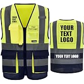 AYKRM custom multi-pocket safety reflective work high visibility zipper vest 21 colors