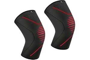 NV Compression Knee Sleeve/Support (Single or Pair) Essential Race & Recover Premium Sleeve For Meniscus Tear, ACL, MCL Running & Arthritis (1 Pair - Black/Red, Small)