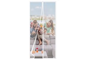 CWEEN CLU Moustiquaire Porte Fenetre Magnétique 120x240 cm, Derniers Modèles 2023, Rideau Anti Moustique, Aucun Perçage n'est Nécessaire - Blanc