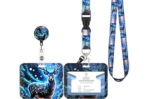 PCUNTSLO Porte Badge avec Cordon,Tour de Cou Badge avec Porte-Cartes,Equipé d'un crochet d'écrevisse rotatif extensible,Adapté pour Carte d'identité,Carte Bancaire (F-L'élan)