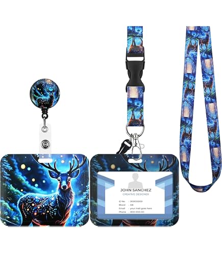 Porte Badge Tour De Cou Rétractable | Clip Homard | Cordon Réglable | Pour Carte Étudiant, Infirmière | Bleu
