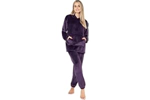 CityComfort Pijama Mujer, Pijama Mujer Invierno de Forro Polar Elegante Dos Piezas con Capucha S-XL