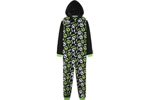 Get Trend Grenouillère Polaire Garçon et Ado, Pyjama Chaud à Capuche, Tenue Cocooning Football ou Gaming, Idée Cadeau