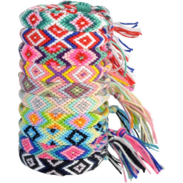NOVELTY PLACE 10 Braccialetti Intrecciati Amicizia, Colorati Regolabili, Stile Nepal Per Donne E Ragazze