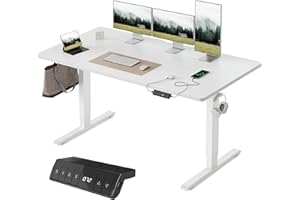 ‎FEZIBO FEZIBO Höhenverstellbarer Schreibtisch mit USB-A und USB-C-Ladeanschlüssen, 160 x 80 cm Schreibtisch Höhenverstellbar Elektrisch, Ergonomischer Steh-Sitz Tisch für Heimbüro, Standing Desk, Weiß