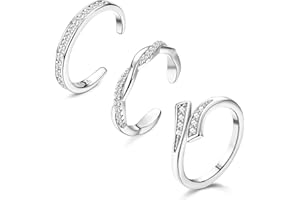 JeryWe 3Pcs 925 Sterling Silber Zehenringe für Damen Offen Verstellbare Zehenring Set Cubic Zirkonia Blume Türkis Fußring und Midi Ring Hypoallergen Sommer Strand Barfuß Sandalen Fußschmuck