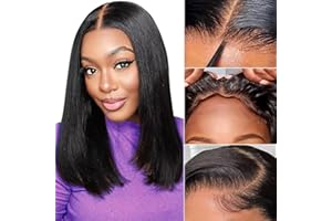 UNILO Perruque femme naturelle brésilien cheveux humain, 30 CM Glueless Wig Human Hair 4X4 Lace Wig Human Hair Straight Bob Perruque sans colle 180% de densité Lace Wig Human Hair Beckina Friendelli.