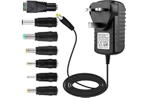 EFISH 12V 3A 36W Power Supply,AC to DC Adapter with 7 Selectable Adapter Conversion Heads fit for Led Strips,CCTV Camera,Cisco Router,Router,Alarm bell,Case Fan,CE Approved