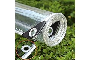 SH000AD 365g/m² Heavy Duty Waterproof PVC Transparent Tarpaulin Poly Clear Vinyl Tarp Cover,0.35mm Clear Awning Canopy Patio Enclosure,Anti-Aging Insulation Soft Glass Tarpaulin (1x5m/3.3x16.4ft)