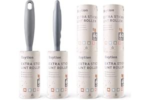 Lint Roller Remover Hair Kit- Extra Sticky Reusable Lint Remover with 360 Sheets(6 Rollers+2 Upgraded Handles)-Fluff Brush for Clothes/Furniture/Bed/Car/Dog Cat Hair/Carpet/Dust