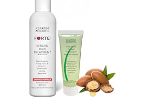 Keratin Forte Keratin Brazilian Keratin Hair Blowout Treatment Extra Strength 120ml with Clarifying Shampoo 30ml Enhanced Formula for Curly Hair By Keratin Research with Moroccan Argan oil (120ml kit)