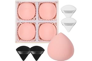 Smilcloud 4 Pcs Makeup Sponges Ultra Soft Expanding Marshmallow Sponge Makeup Beauty Blender Concealer Blenders Makeup Foundation Sponge with 4 Pcs Powder Puff, Pink, 1.0 count, Pack of 1