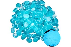 LEBKFT Glowing Pebbles Decorative Glow Stones 100 Pcs - Dark Cobblestones for Garden Walkways, Aquarium Fish Tanks, Lawn Yard Decoration (Blue)