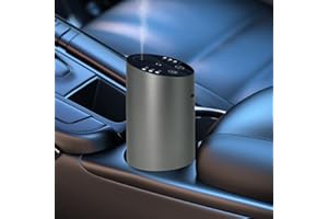 Pandakarias Waterless Car Diffuser, Scent Diffuser for Essential Oils, Smart Car Air Freshener, Wireless and Rechargeable with Large Battery Sentiment Diffuser for Car Home and Office (Gray)