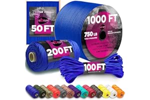 TECEUM Paracord Type IV 750 lb Simple Blue – 30 m – 4mm – 100% Nylon Strong Tactical MIL–SPEC Parachute Cord – Survival Rope Emergency 11 Strands Core EDC Camping Hiking Military Gear (100ft) 001a