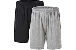 JINSHI Pantalones Cortos de Pijama para Hombre Verano Shorts de Modal con Bolsillos