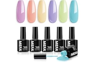 ‎MEFA MEFA UV Nagellack Pastell, 6 Farben Rosa Blau Grün Gelb Makronen Farben 7 ML Soak Off UV LED Gel Nagellack Schellack Set für Gelnägel Nail Art Kit Maniküre Nageldesign Nägel Selber Machen