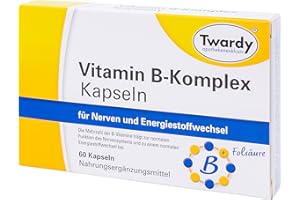 TWARDY APOTHEKENEXKLUSIV Astrid Twardy Vitamin B Komplex 60 Kapseln - Nervensystem, Immunsystem, Energiestoffwechsel, Verringerung Müdigkeit & Erschöpfung - Vitamine B1, B2, B6, B12, Biotin, Niacin, Folsäure & Pantothensäure