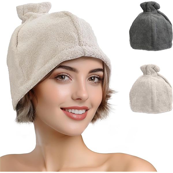 Bonnets De Sauna Lot De 2 - Feutre, Taille Universelle, Protection Tête Contre La Chaleur (Gris Et Blanc)