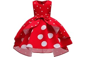 Lito Angels Deguisement Mouse / 101 Dalmatiens pour Enfant Fille, Robe à Pois Anniversaire Fete Carnaval, Rouge et Blanc/Blanc et Noir