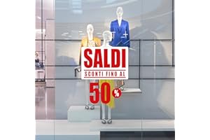 LARGE FORMAT Adesivi Saldi Attacca e Stacca per Vetrine Negozi e tutte le superfici piane | Adesivi promozionali Allestimento Vetrine Decorate Fai da te (Promo Saldi Bianco)