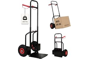 ‎GRAFNER Grafner Sackkarre klappbar und ausziehbar, Belastbarkeit 200kg, Luftbereifung, Haltegriffe und Radschutz, solide Stahl-Ausführung, Stapelkarre Transportkarre Transportwagen