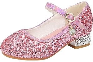 Nattvardsskor flicka 36 klädskor glitter paljetter kvällsskor justerbart spänne rem högklackade skor stora klackar pumps eleganta skolskor prinsessa glitterskor