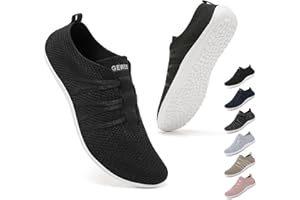 Geweo Barfußschuhe Damen Herren Laufschuhe Turnschuhe Bequeme Slip On Sneaker Leichte Atmungsaktiv Fitnessschuhe Straßenlaufschuhe Weich rutschfest