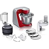 Bosch - Food processor, Series 4, MUM 5, 1000 W, Red, MUM58720 | POWERFUL &amp; VERSATILE - Knead, whisk, and mix with pastry res