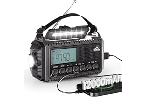 MESQOOL 12000mAh Solar & Hand Crank Emergency Radio – Portable AM/FM Survival Radio with USB Phone Charger, SOS Alarm, Flashlight for Outdoor Adventures & Power Outages