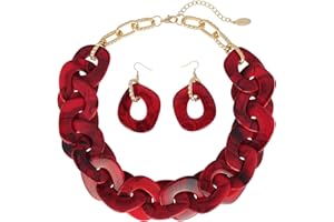 Bocar Collana girocollo cubana in acrilico grosso, alla moda, da donna(NK-10666)