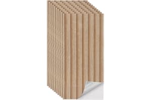 Swehooirt Holz Optik Paneele, 3D Akustikpaneele Selbstklebend, Holz Wandpaneele in Holzoptik, Panels für Wohnzimmer, Küche, Wand Deko, Wandverkleidung und Schallschutz - Eiche hell,20er Set