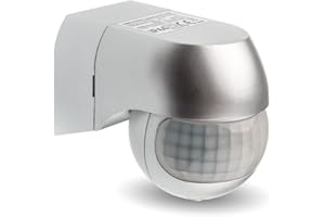 HUBER Motion 3 Compact Infrarot Bewegungsmelder 180° Innen/Außen Bewegungssensor IP44 I 230V Bewegungsmelder LED geeignet, horizontal/vertikal verstellbar, Silber