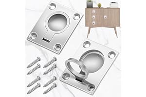 Ble Benaton 2 Pièces Poignée Marine en Acier Inoxydable Trappe Encastrée, Poignée Marine en Acier Inoxydable avec 8 Vis, Casier Cabinet Poignée Poignées en Trappe Encastrée(Argent)