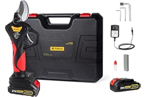 T TOVIA Electric Secateurs, Electric Pruning Shears 21V Electric Branch Cutter with 2PCS Backup Battery and Charger, Cordless Pruner with Brushless Motor, 1.6'' Max Cutting Diameter