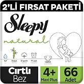 Sleepy Natural 2'li Fırsat Paketi Bebek Bezi 4+ Numara Maxi Plus 66 Adet