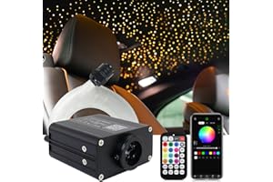 Callsky 16W Star Ceiling Light，Twinkle & Sound 450pcs*0.03in*9.8ft Fiber Optic Star Light Headlight Kits for Star Ceiling Sky Decoration, Music+APP+Remote Control Light Engine End Glow Fiber Strands