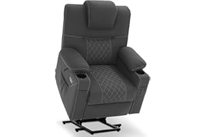 ‎M MCOMBO M MCombo Fernsehsessel mit Aufstehhilfe elektrisch, 2 Motoren, Rückenlehne & Beinstütze getrennt verstellbar，Relaxsessel, Massagesessel mit Wärmefunktion 7565 (Mikrofaser, Dunkelgrau-weiß)
