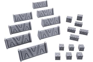 EnderToys - Barricate & Crates, Scenario di Terreno per Tavolo da 28 mm Miniature Wargame, 3D Stampato e verniciabile